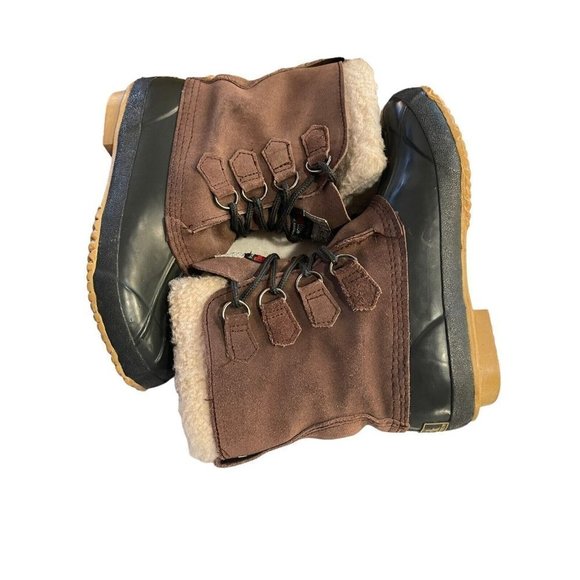 Genuine Duck Boots TM Wool Blend Insulated Mens Size 6 Brown Green Rain - Picture 6 of 10